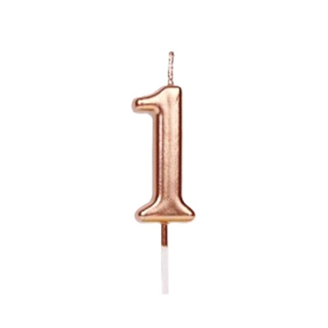 Lumanare de Tort, Flippy, Model Cifra 1, Party, 4.5 x 2.5 cm, din Parafina, Rose Gold