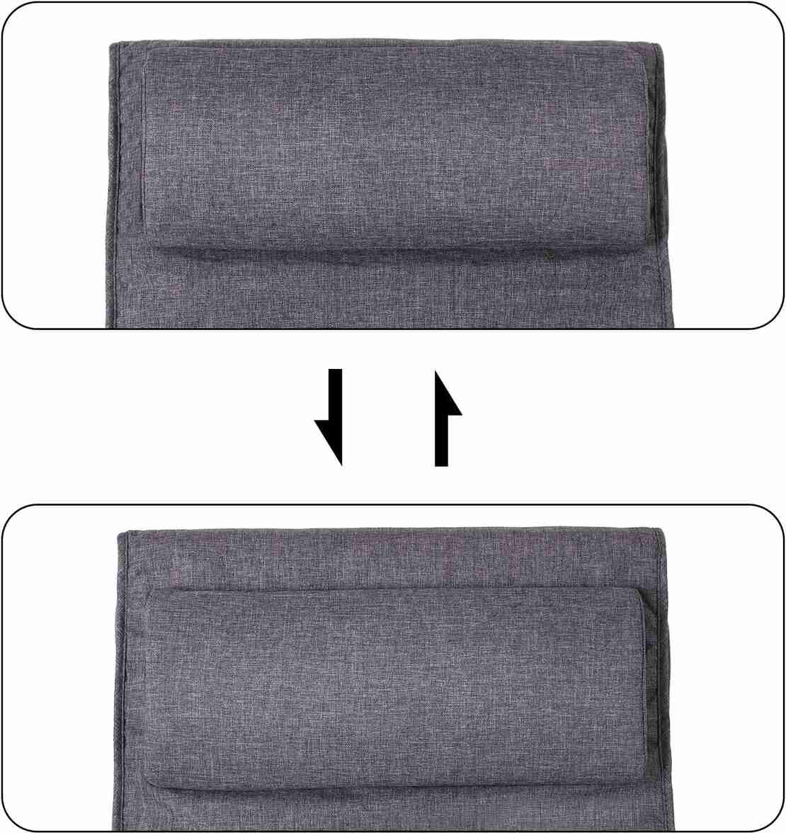 SONGMICS Scaun balansoar din lemn, suport picioare reglabil, maxim 150kg, 67x115x91cm, gri inchis