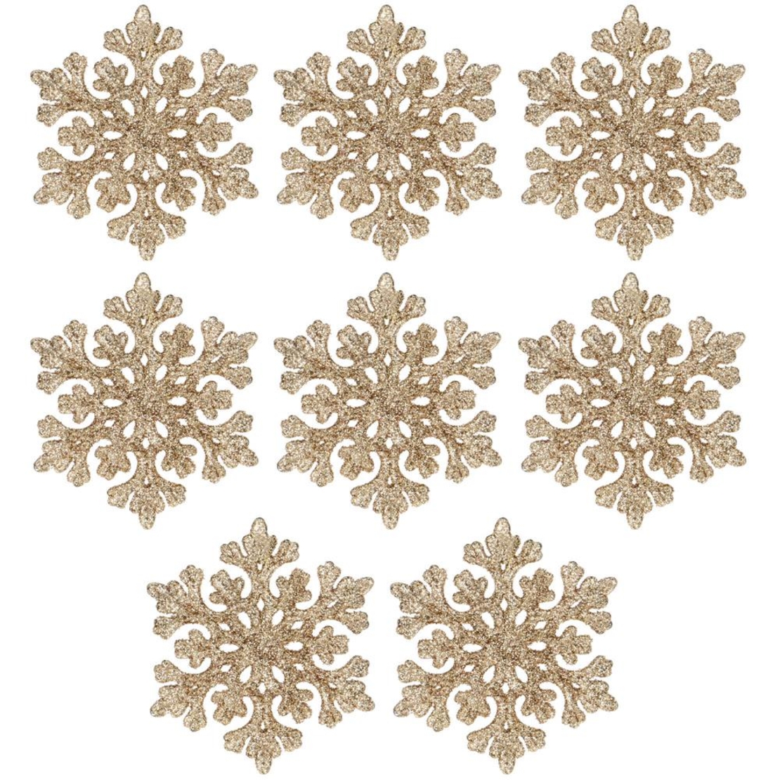 Decoratiune brad fulg de zapada, set 8 bucati, 8cm, auriu