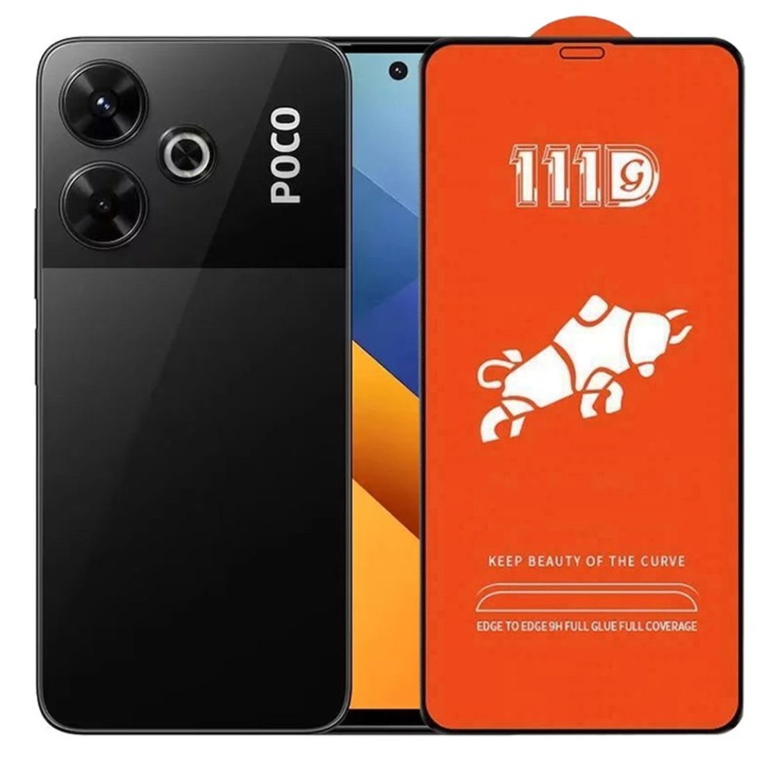 Folie Sticla Securizata pentru Xiaomi Mi Poco M6, Vafy, Sticla de Protectie Compatibila cu Xiaomi Mi Poco M6, Full Cover 111D, HD, Margini Negre, Transparenta