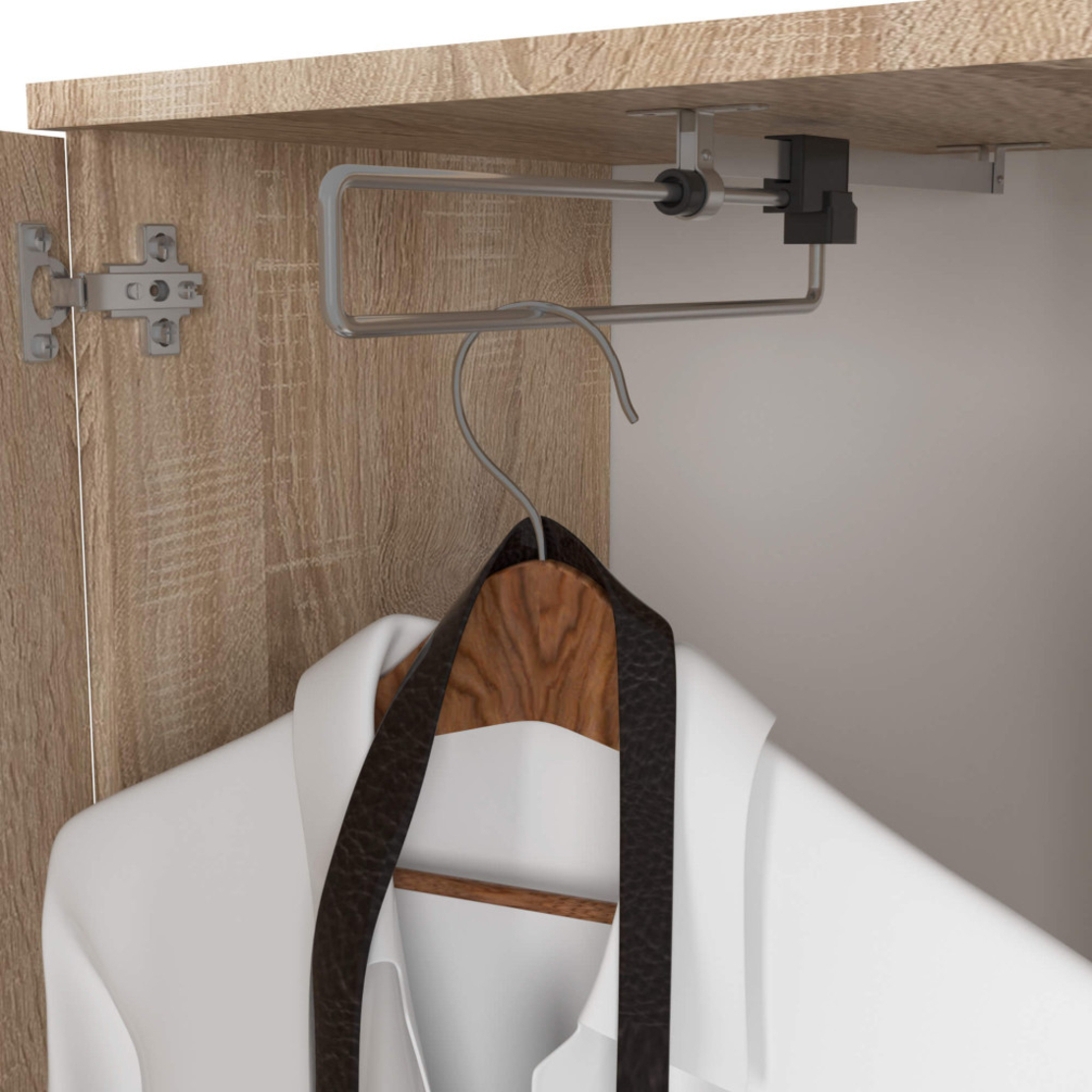 Set hol Entro cu oglinda, cuier si spatii de depozitare, PAL laminat 16 mm, 95x35x183 cm, stejar sonoma