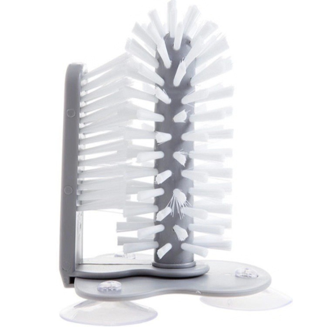 Perie de Curatat Pahare, Vafy, din Plastic, cu Ventuza, 17.5 x 14 cm, Gri