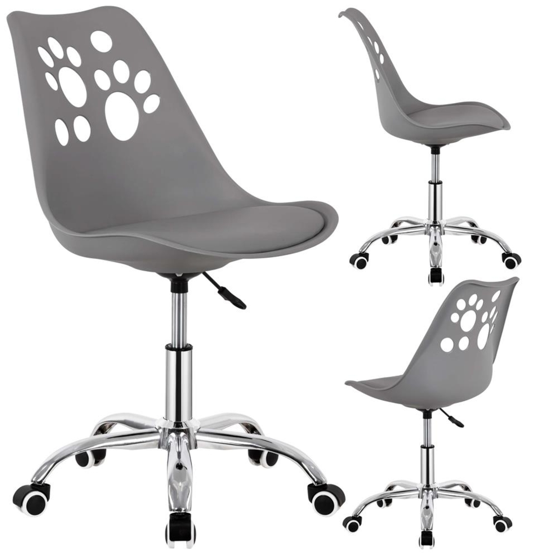 Scaun birou ergonomic, cu sezut din spuma, reglabil pe inaltime, maxim 120 kg, 90x49x48 cm, gri