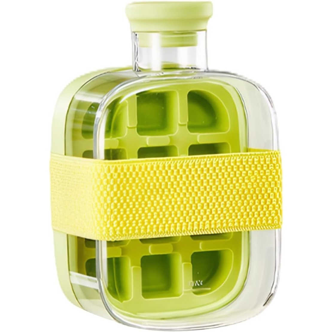 Forma de Gheata, Vafy, 2in1, Tip Sticla cu Pai, 500 ml, 12 Cuburi, 16.3 x 10.8 x 8 cm, Verde