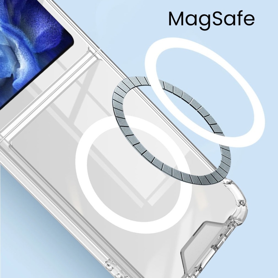Husa pentru Samsung Galaxy Z FLIP6, Vafy, Husa de Protectie cu Anti-Shock, Tehnologie MagSafe Magnetic, Design Ultra Subtire, Anti alunecare, TPU Acrilic, Transparent