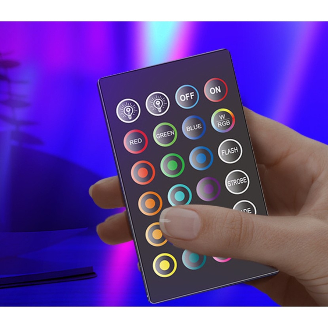 Lampa de Birou, Vafy, RGB Colorat, 14 LED, Putere 5V, Telecomanda cu 24 de Taste, Cablu USB, Negru, 25.5x4x3.5cm
