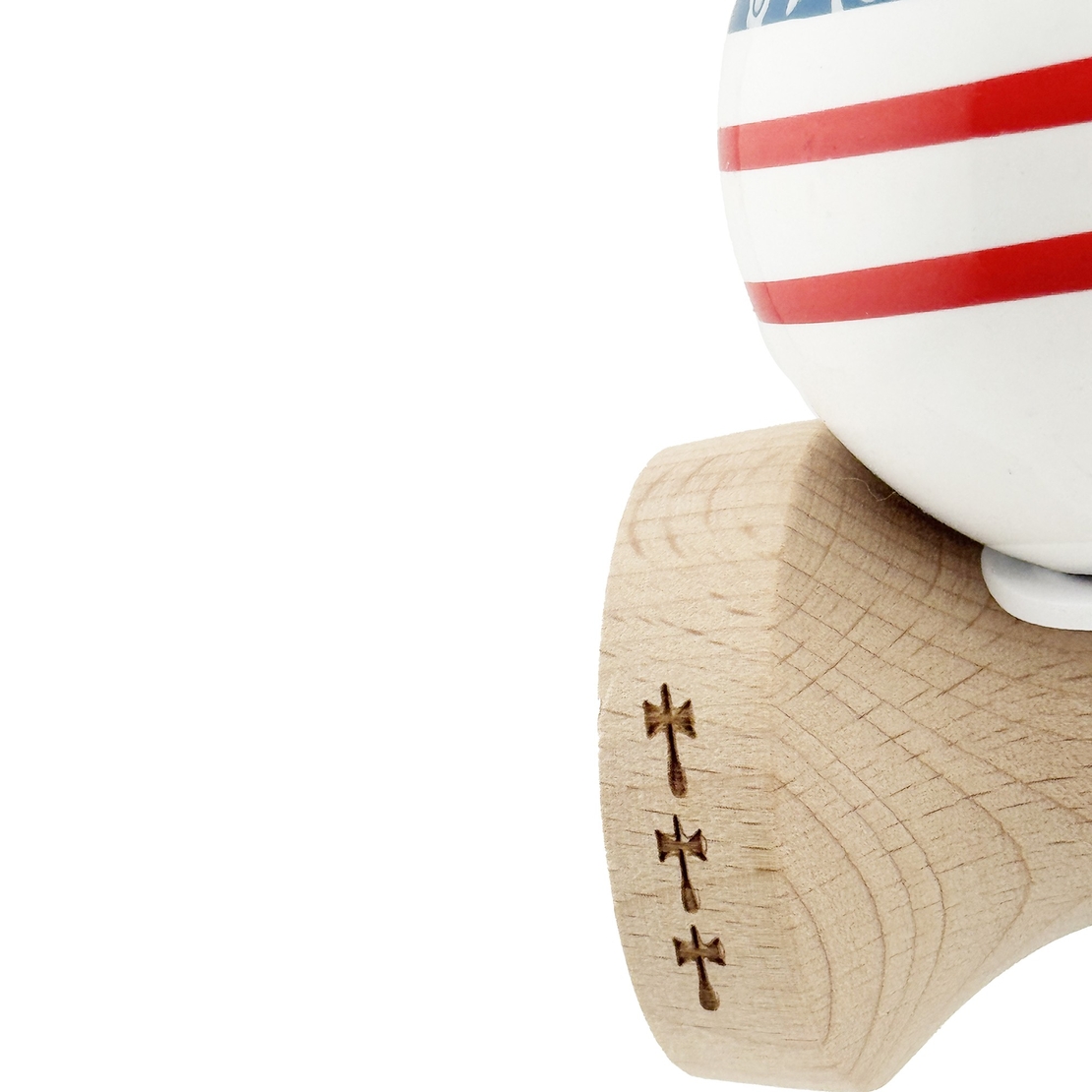 Kendama X Originala CHICANOS, Profesionala, Flippy, Cupe Mari KING SIZE V3, Super Sticky, Gaura in Baza, Rulment Metalic, din lemn 18 cm, Ata 62/65 cm, Albastru/Alb