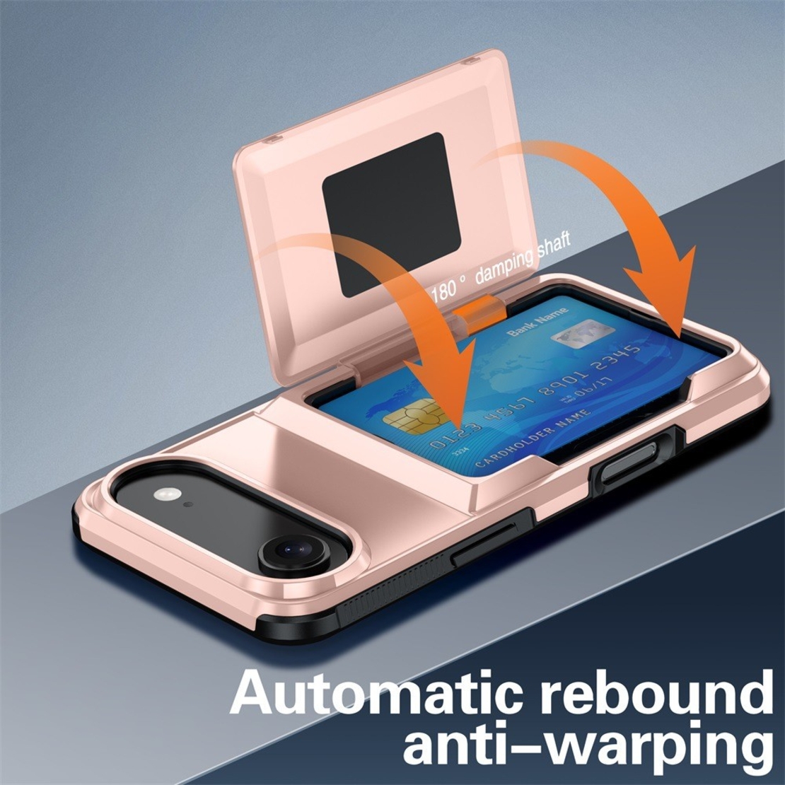 Husa de Protectie compatibila Apple iPhone 17 Air, Vafy, Compartiment pentru Carduri, Anti-alunecare, Protectie PC, Rezistenta la Zgirieturi, Rose Gold
