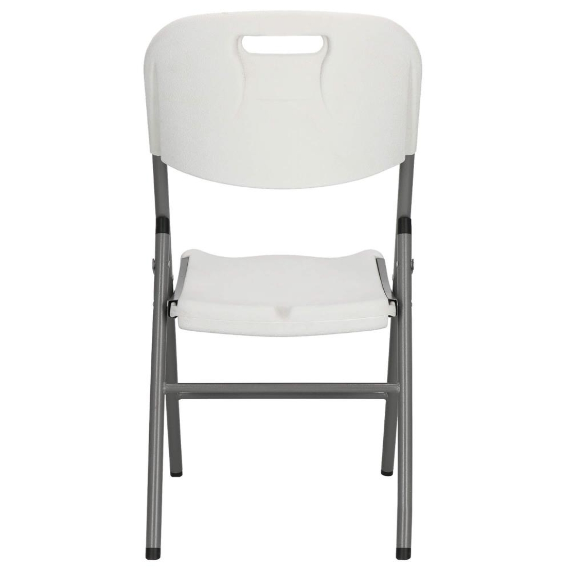 Scaun pliabil HDPE cu cadru metalic, pentru catering sau gradina, 46x53x86 cm, 150 kg, alb