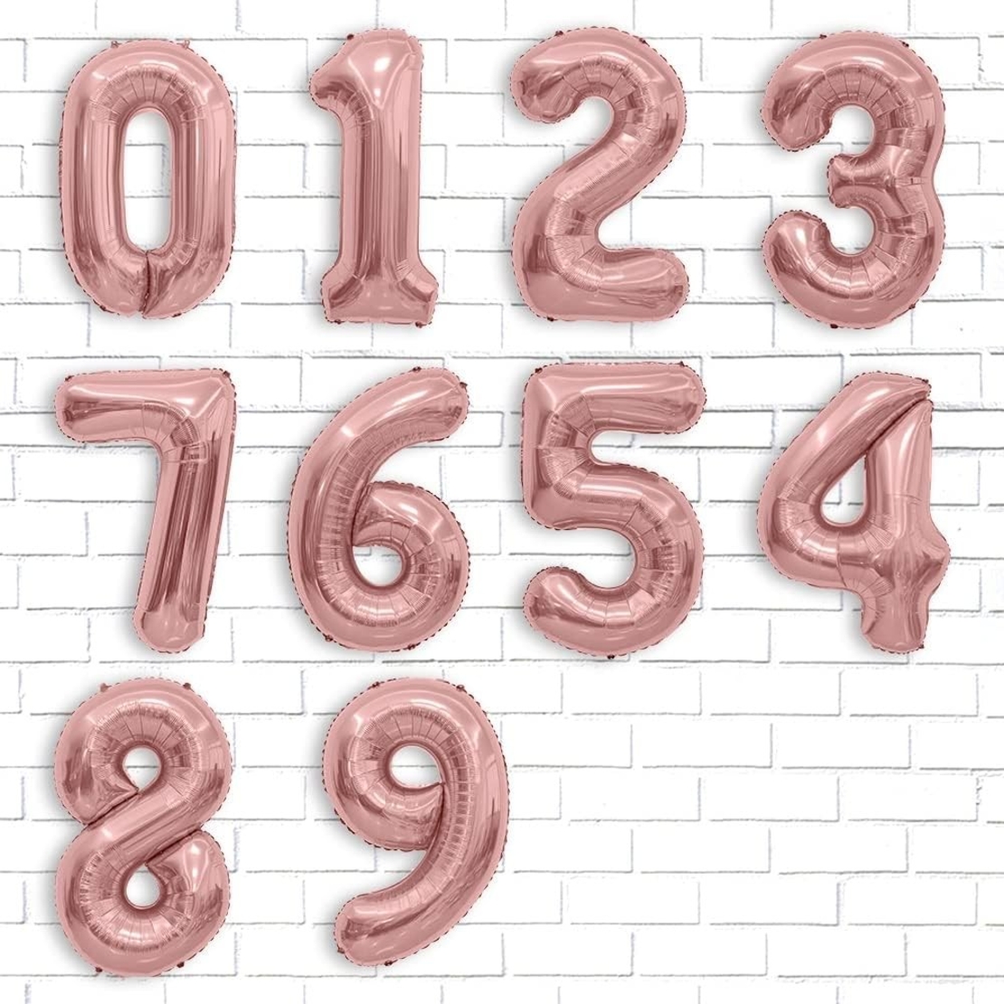 Balon din Folie Metalizata Flippy, Figurina Cifra, Tema Aniversare 40 cm, Ambalaj Individual, Pai inclus, Umflare cu Aer sau Heliu, Rose Gold, Cifra 4