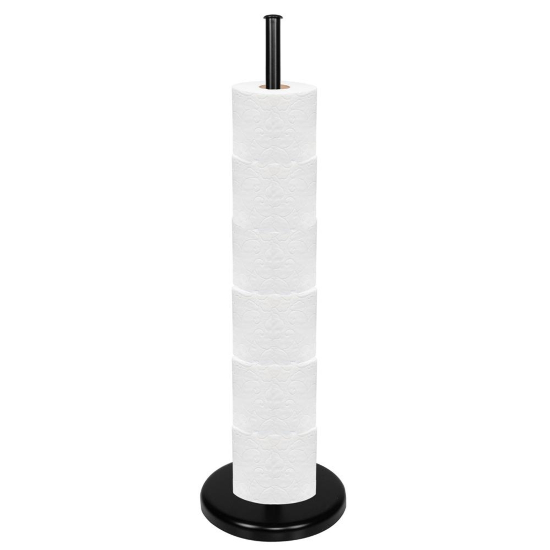 Suport hartie igienica 2 in 1 cu tija mobila, 68.5cm, negru