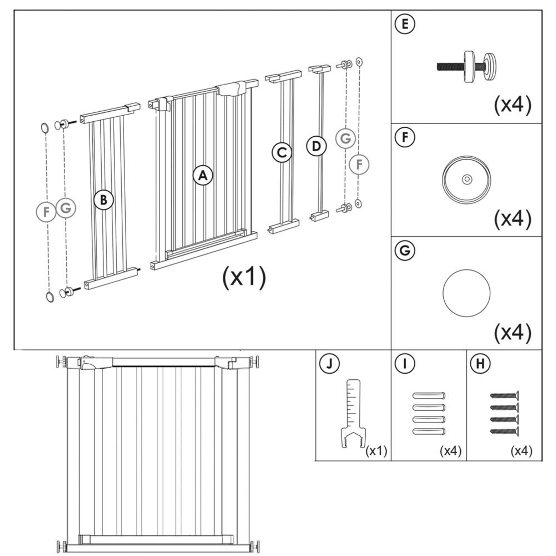 Poarta de siguranta Safety Gate pentru scari, ajustabila, din lemn cu structura otel, 96-103cm, negru maro