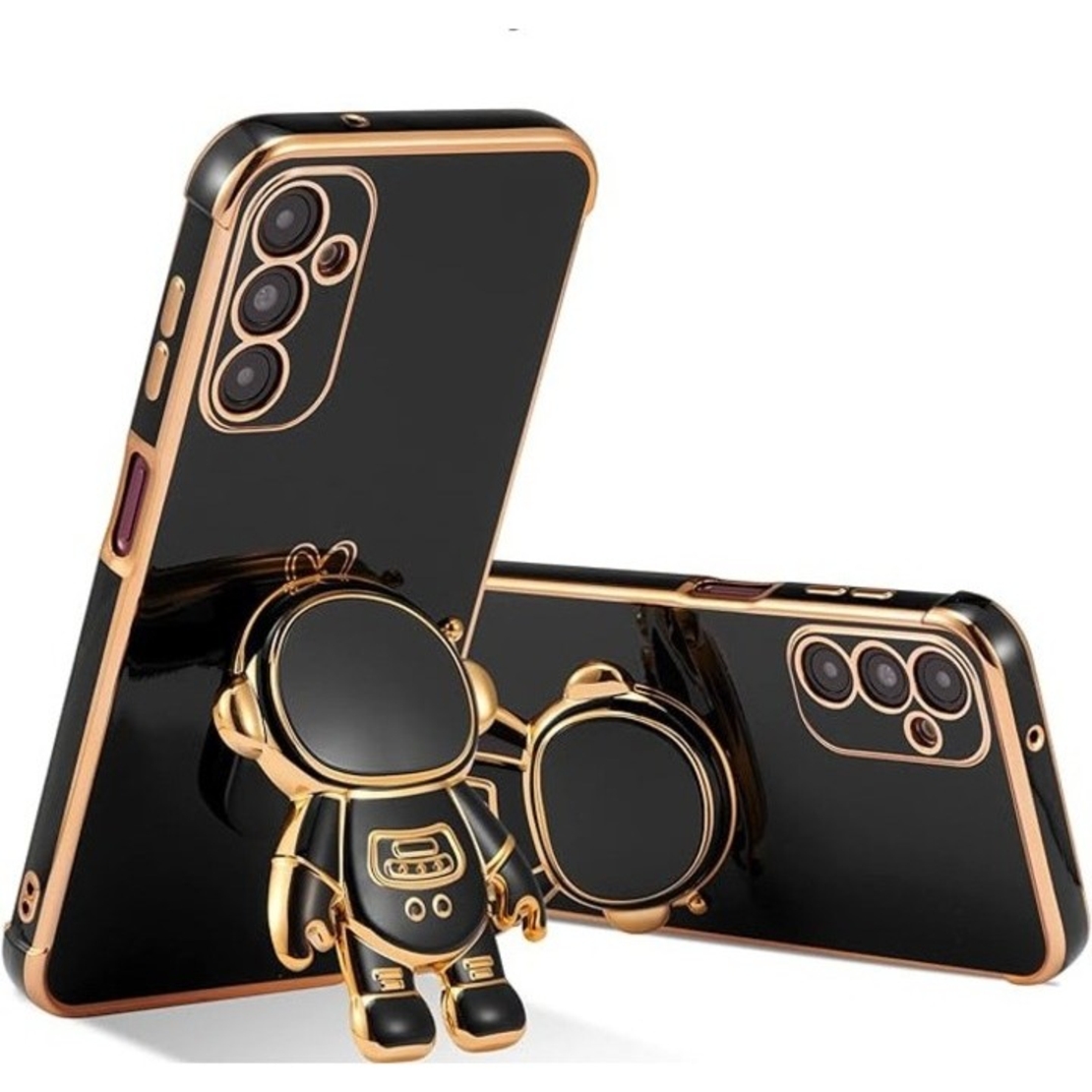 Husa Telefon 2in1, Vafy, Compatibila Samsung Galaxy S24 Plus, Carcasa TPU cu Suport Inclus Tip Astronaut, Protectie Camere, Negru
