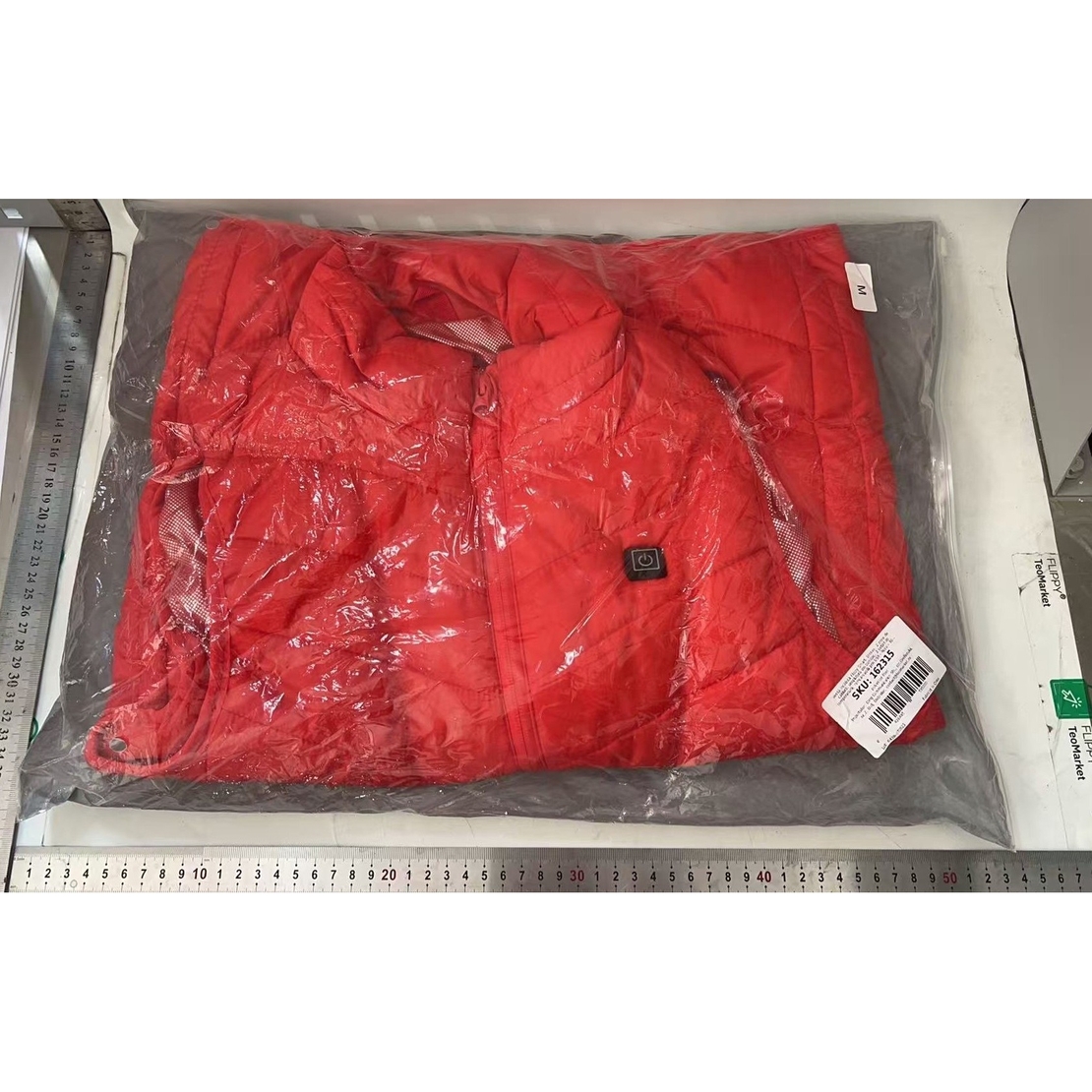 Vesta cu Incalzire, Vafy, Unisex, 2 Zone de Incalzire, Umplutura Bumbac, 3 Trepte de Temperatura, Incarcare USB, Rosu, 45 - 50 kg, Marime M