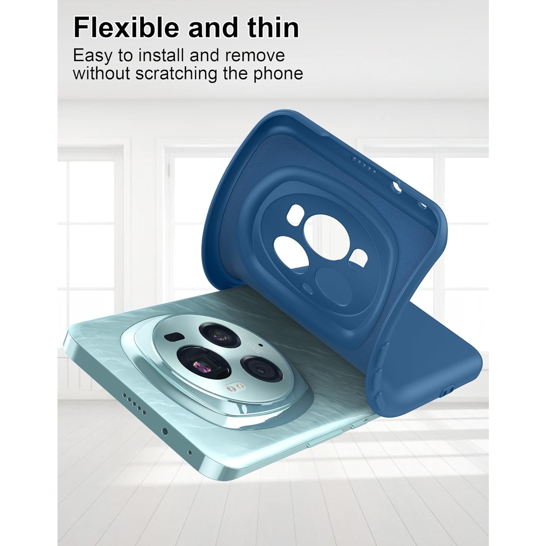 Husa de Protectie, Vafy, pentru Honor Magic 5 Pro, Liquid Silicone, cu Microfibra pe Interior, Protectie Antisoc, Compatibil Incarcare Wireless, Albastru