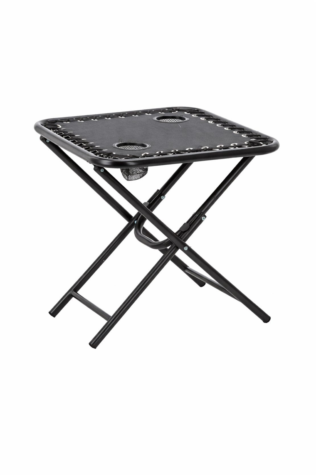 Masa turistica pliabila pentru camping, cu suport pahare, 50x50x50 cm, negru