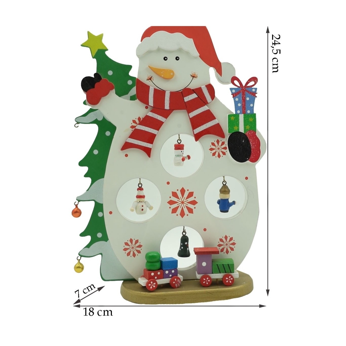 Figurina decorata de Craciun, Om de zapada, Alb, din Lemn, 18 cm x 24.5 cm, Interior, Flippy