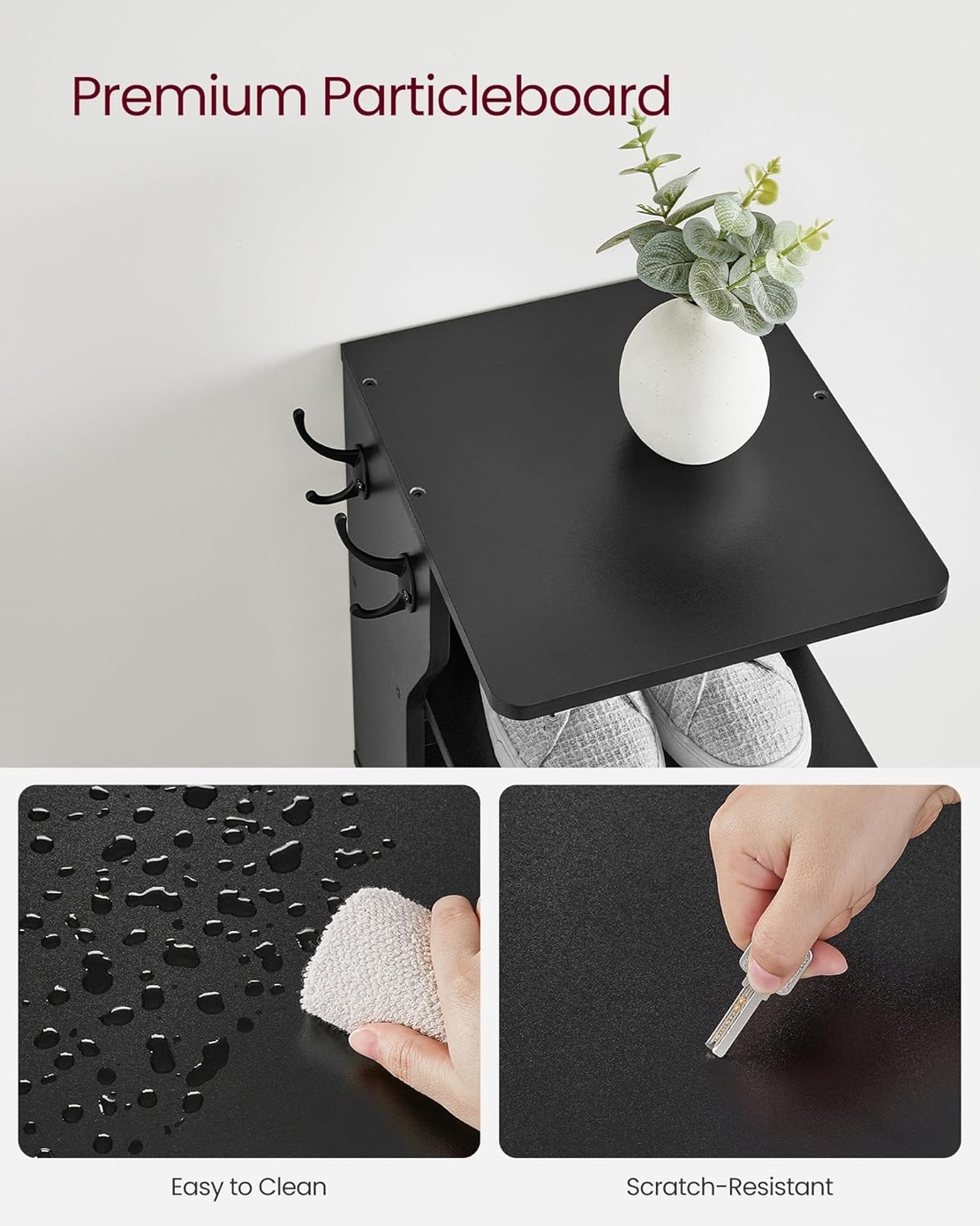 VASAGLE Raft de pantofi, pentru spatii inguste, 6 nivele, 30x26x110 cm, negru