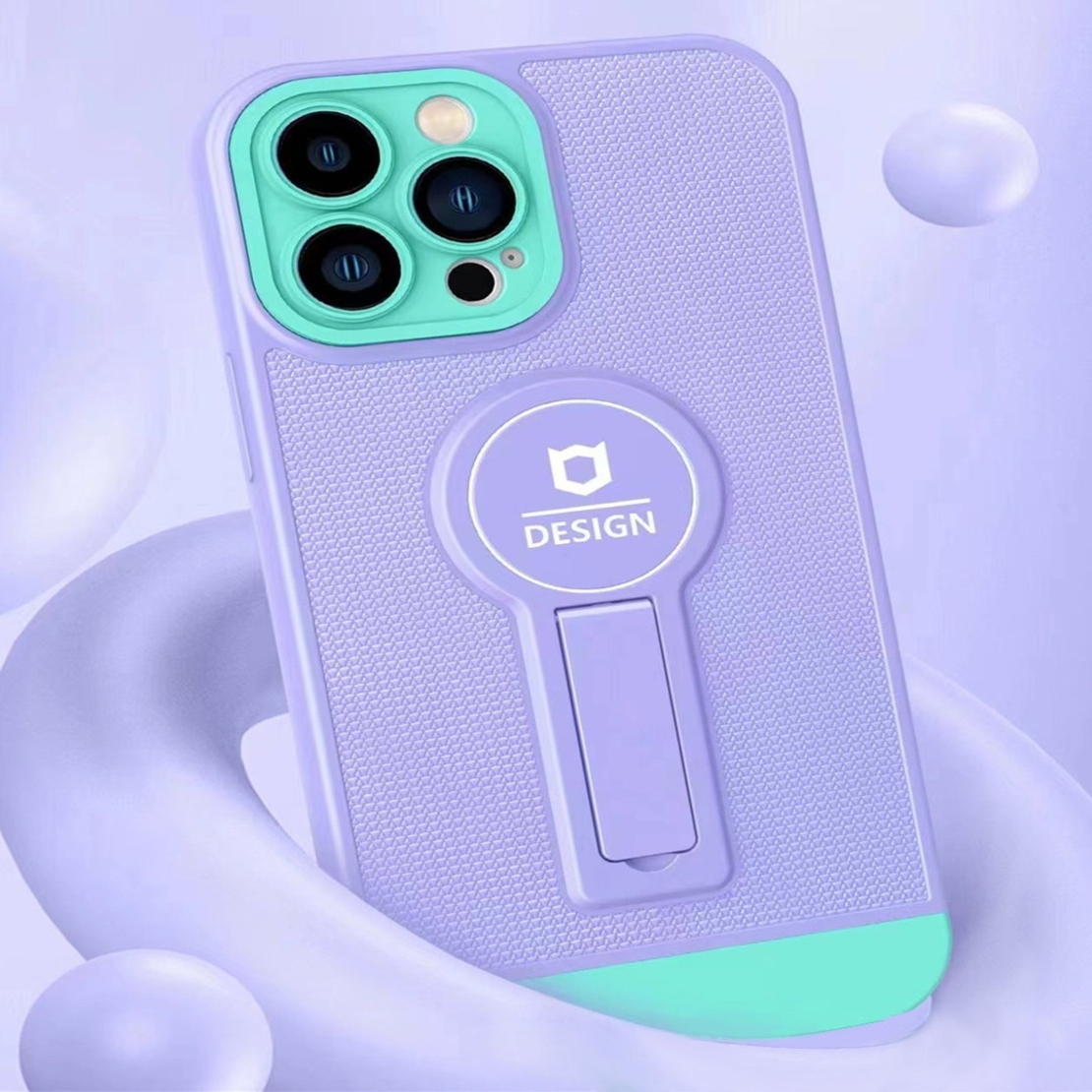 Husa Armor Design cu Stand pentru iPhone 12, Mov/Albastru, Suport Auto Magnetic, Wireless Charge, Protectie Antisoc, Vafy