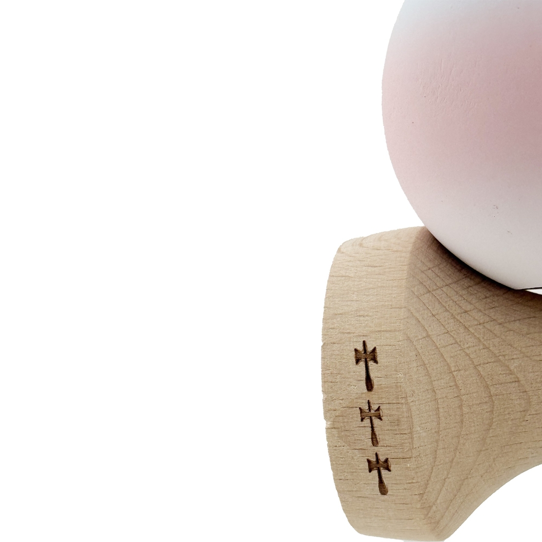 Kendama X Originala, Profesionala, Flippy, Cupe Mari KING SIZE V3, Rubber Grip, Gaura in Baza, Rulment Metalic, din lemn 18 cm, Ata 62/65 cm, Gradient Albastru deschis/Roz/Alb
