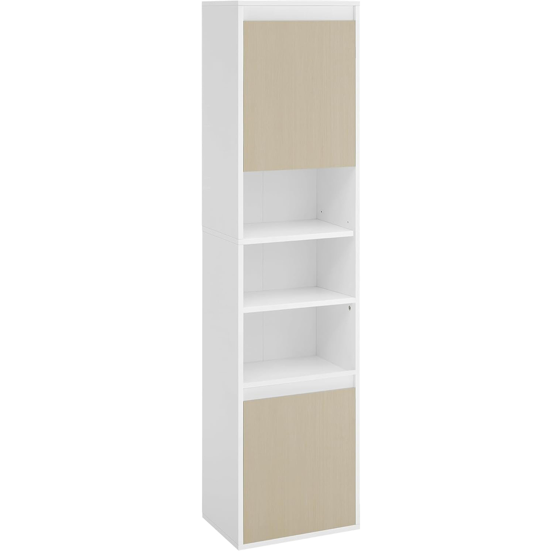 VASAGLE Dulap baie cu montare pe podea sau perete, 7 compartimente, 30x40x160 cm, alb bej
