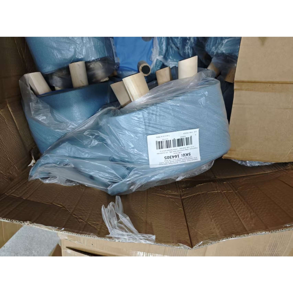Taburet pentru Copii, Vafy, Scaun Tip Taburet, Model Elefant, din Lemn Masiv, Scaun pentru Copii, 30 x 25 x 25 cm, Albastru deschis
