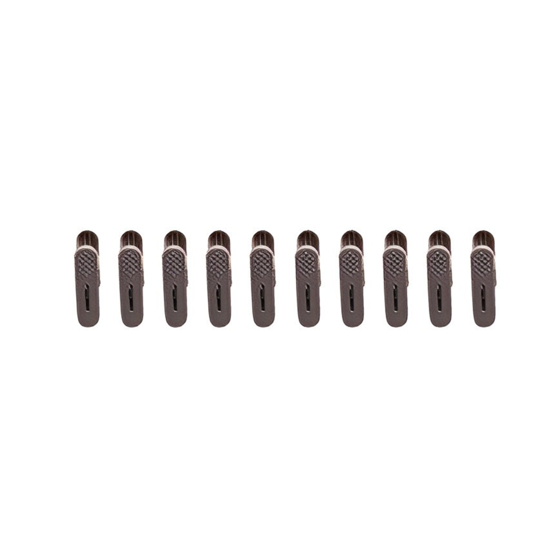 Set 10 de Cleme pentru Haine, Flippy, de Prindere pentru Pantaloni, Atasabile la Umerase, 1.6x2.3x6.35 cm, Maro