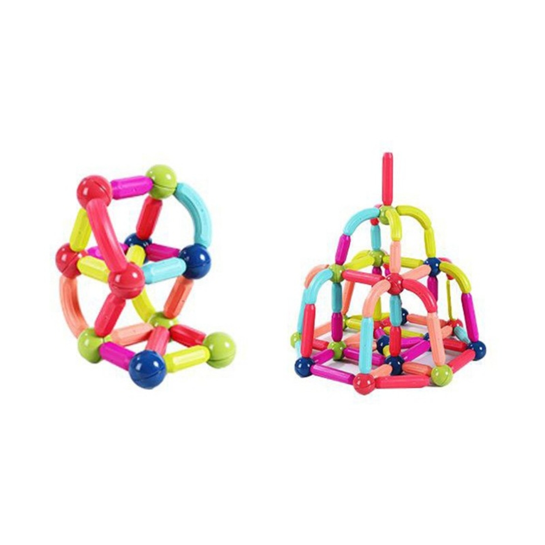 Piese Magnetice pentru Copii, Flippy, Set din 64 de Piese de diferite Culori, Constructor Magnetic cu Posibilitatea de a Construii forme Nelimitate, Multicolor