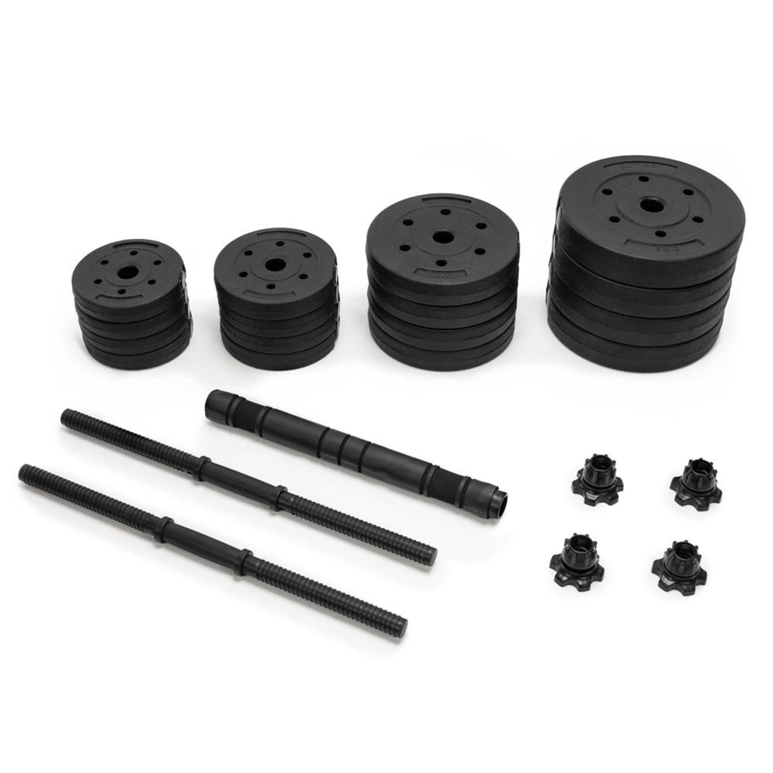 Set gantere si bara ajustabila 40 kg, 16 discuri, conector metalic cu spuma, negru
