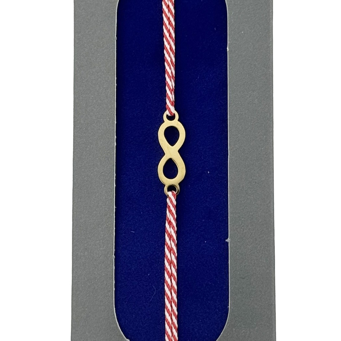 Bratara Placata cu Aur 24k, Jolie, Model INFINIT, Martisor Bratara, cu Snur Alb/Rosu, Auriu