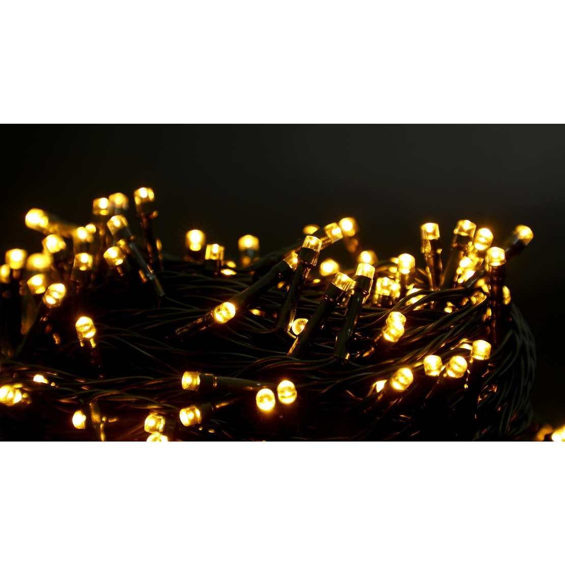 Instalatie Craciun liniara, cu transformator, 20 m, Alb Cald, 200 LED-uri V5, 8 jocuri de lumini, fir verde, Vafy