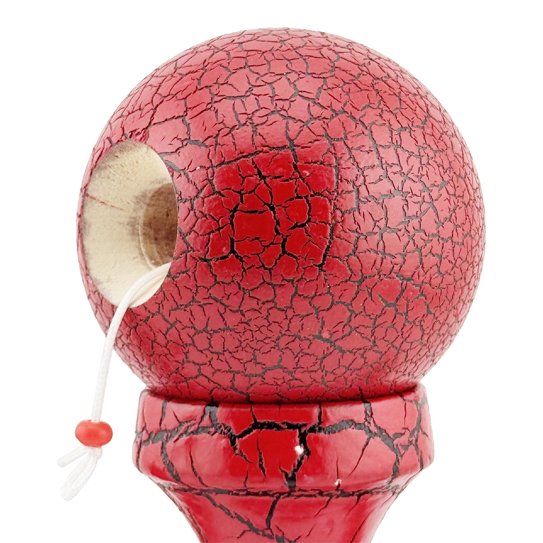 Kendama X Originala, Profesionala, Flippy, Kendama Cracked, din Lemn, 18 cm, Rosu/Negru