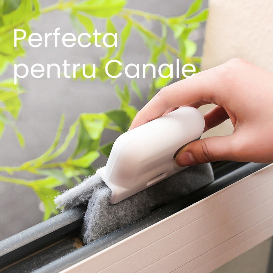 Perii de Curatat 2 in 1, Flippy, Perii pentru Canalele din Ferestre si Usi, Perii pentru Colturi Moarte, pentru Geamuri, locuri greu de accesat, Alb