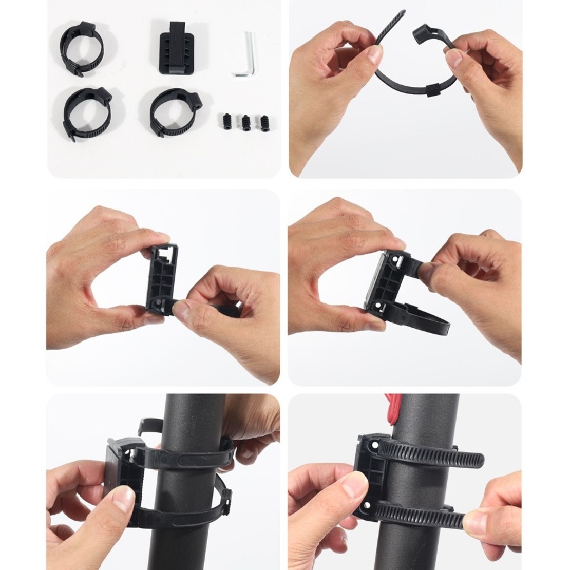 Borseta pentru bicicleta/trotineta Flippy, spatiu de depozitare, antisoc, waterproof, cu fermoar, 3L, material carbon si plastic dur, pentru trotineta electrica scuter, bicicleta, negru