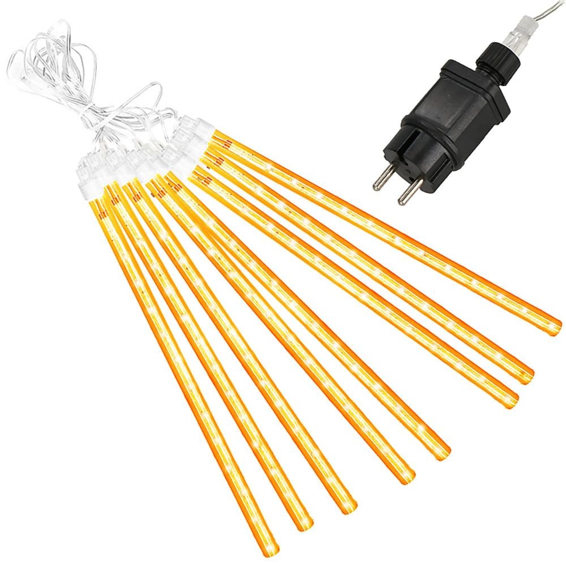 (DL) Instalatie de Craciun, 8 tuburi, 30cm, 144 LED, ploaie de meteoriti, galben