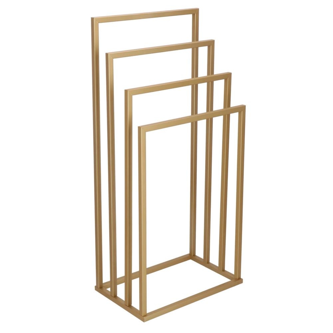 Suport metalic de baie pentru prosoape, cu 4 standuri, 96 cm, auriu mat