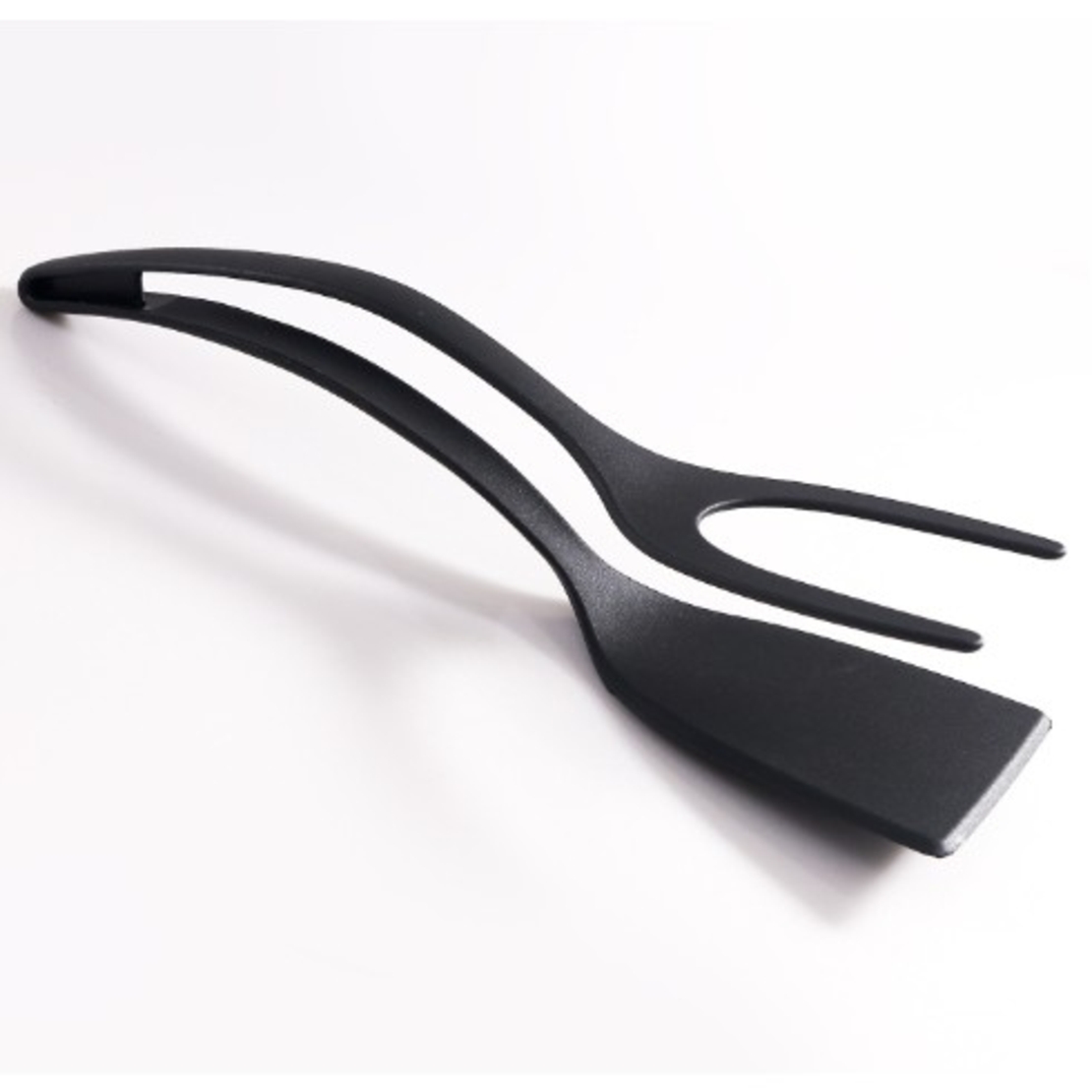 Spatula Multifunctionala tip Cleste, Flippy, Spatula Cleste pentru Gatit, Silicon PP, pentru Alimente, Carne, Paine, 31 x 8.5 cm Negru
