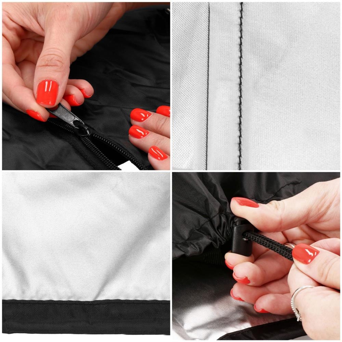 Husa protectie pentru umbrela de gradina, impermeabila, cu fermoar si snur reglabil, 265 cm, negru