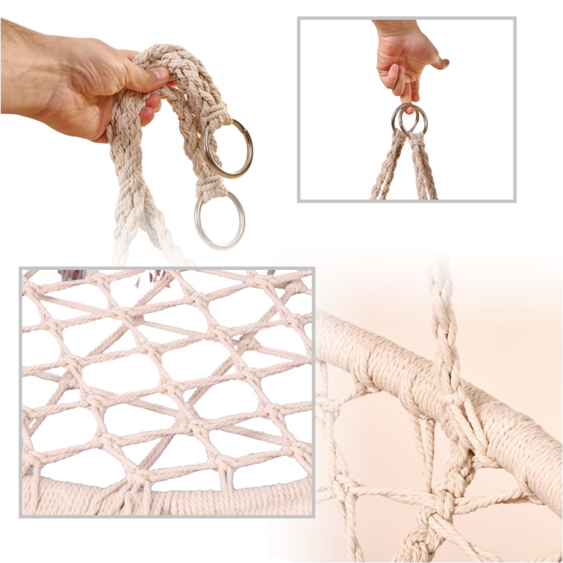 Scaun rotund tip leagan suspendat cu perna Confort Plus, casa sau gradina, ecru