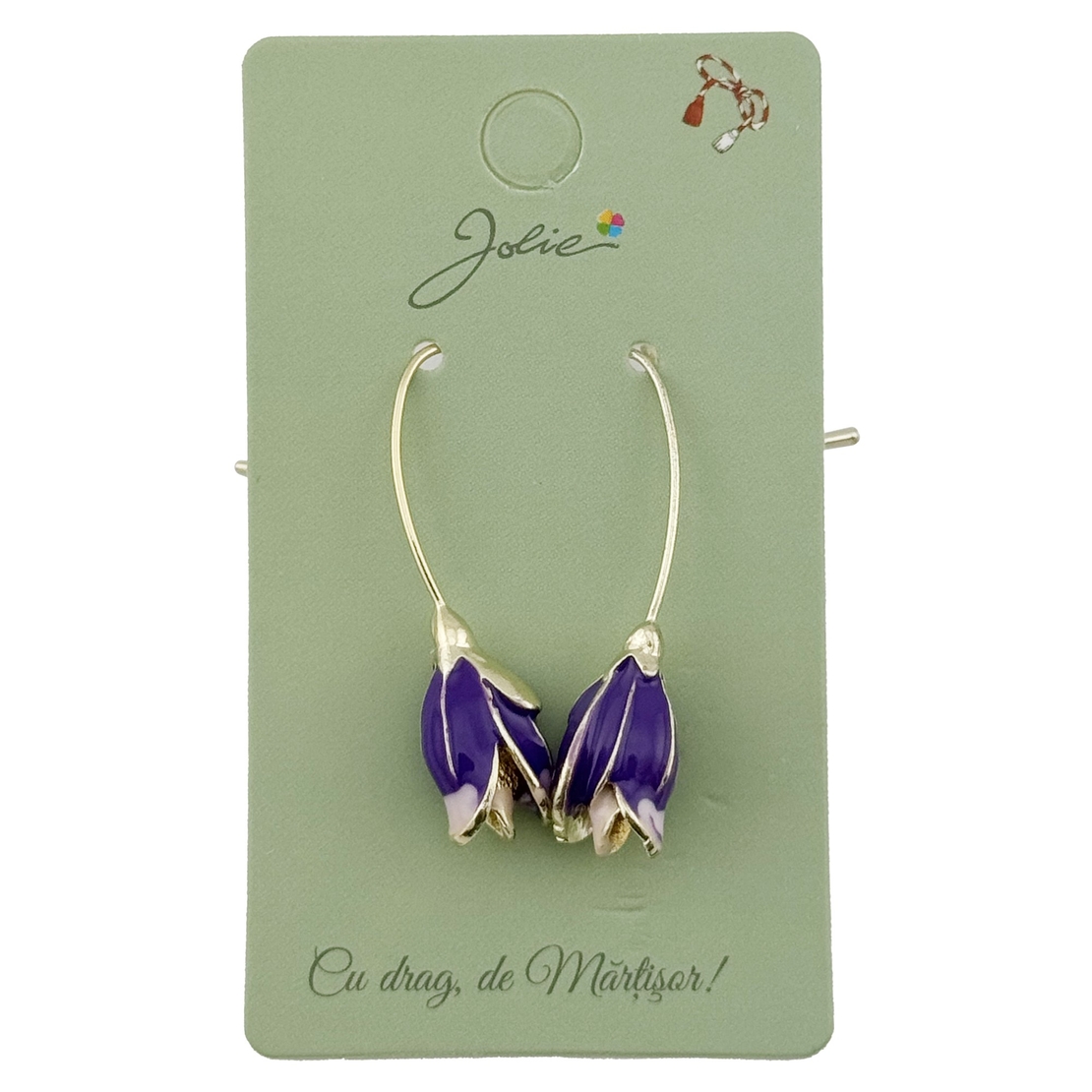 Cercei Dama de Primavara, Jolie, Model Flori Iris, Eleganti si Moderni, 7 x 1 cm per unitate, Mov