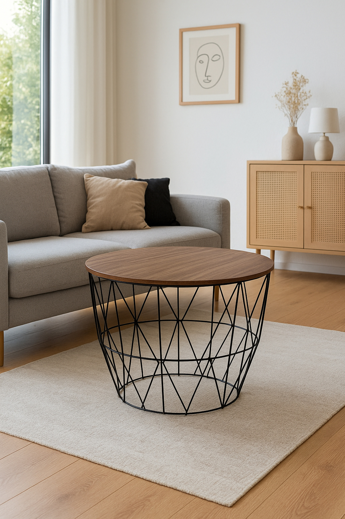 Masuta cafea Atmosphera Atomic, MDF si otel, 56x40 cm, negru