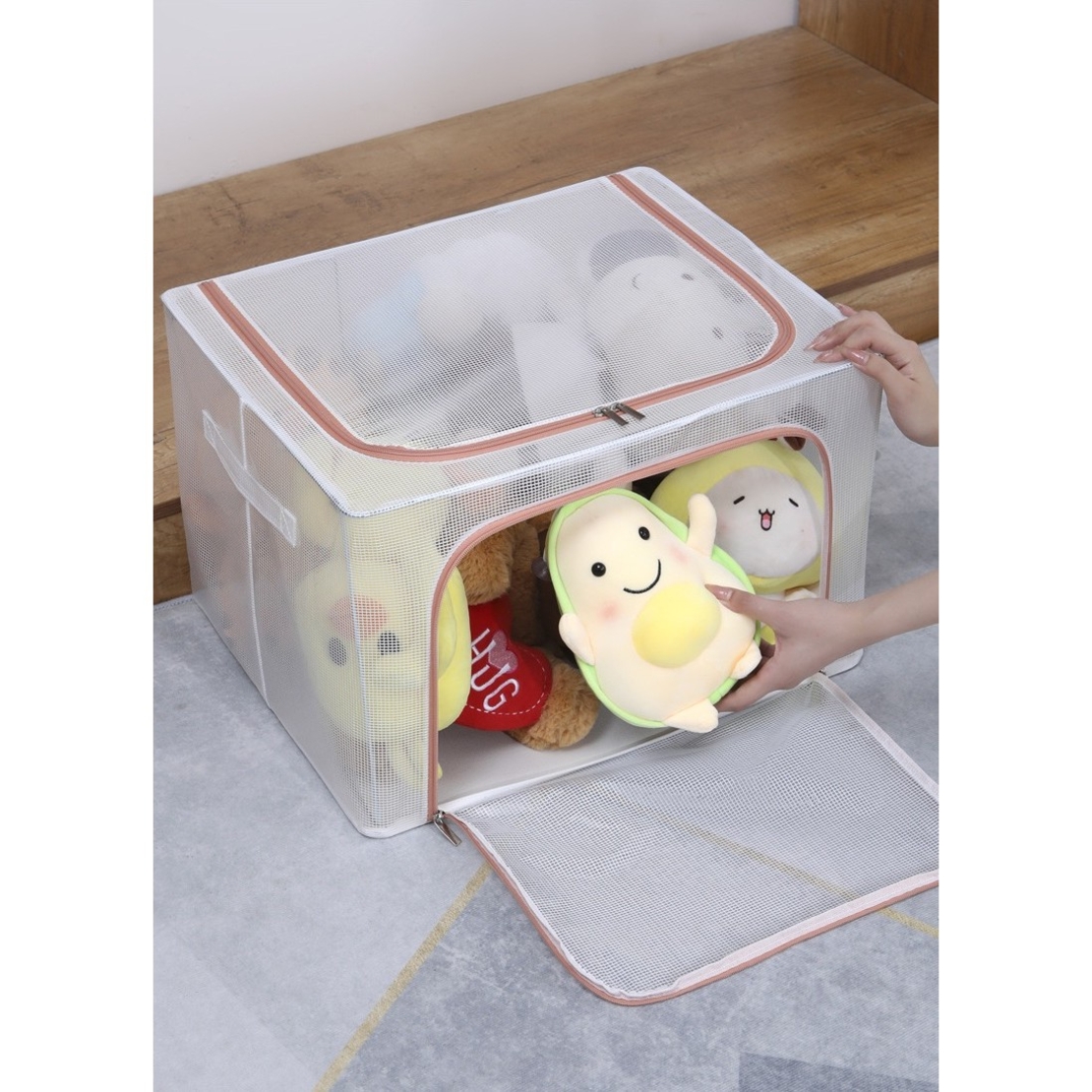 Cutie de Depozitare, Flippy, pentru Camera Copiilor, 66L, din PVC, Model Unicorn, 50 x 40 x 33 cm, Transparent