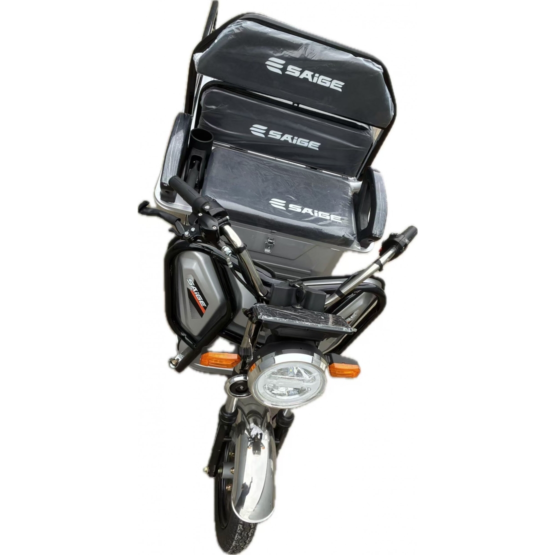 Triciclu Electric de Marfa XPB, Saige, Viteza Maxima 25 km/h, Motor 1600W, Baterie 60V/20Ah, Fara Permis, Mototricicleta Electrica de Transport, Gri