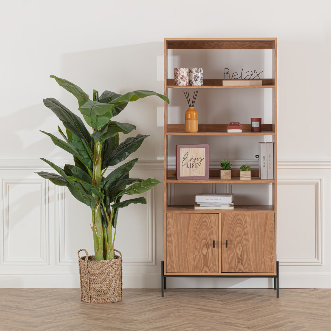 Planta artificiala Atmosphera Banana tree cu ghiveci, bananier, 116x116x168 cm, verde