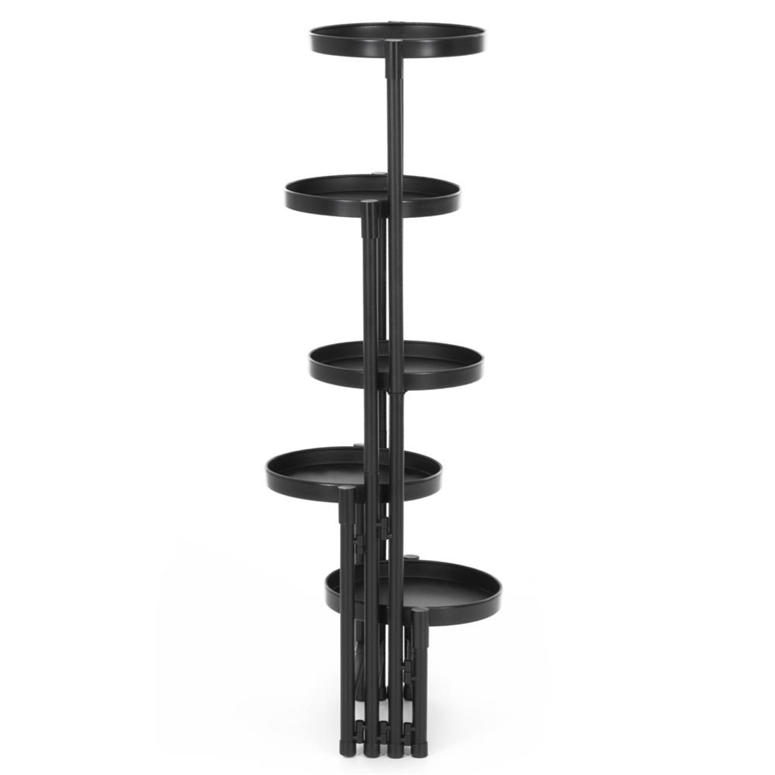 Suport metalic pentru flori cu 5 niveluri, structura pliabila, 48x48x79 cm, negru