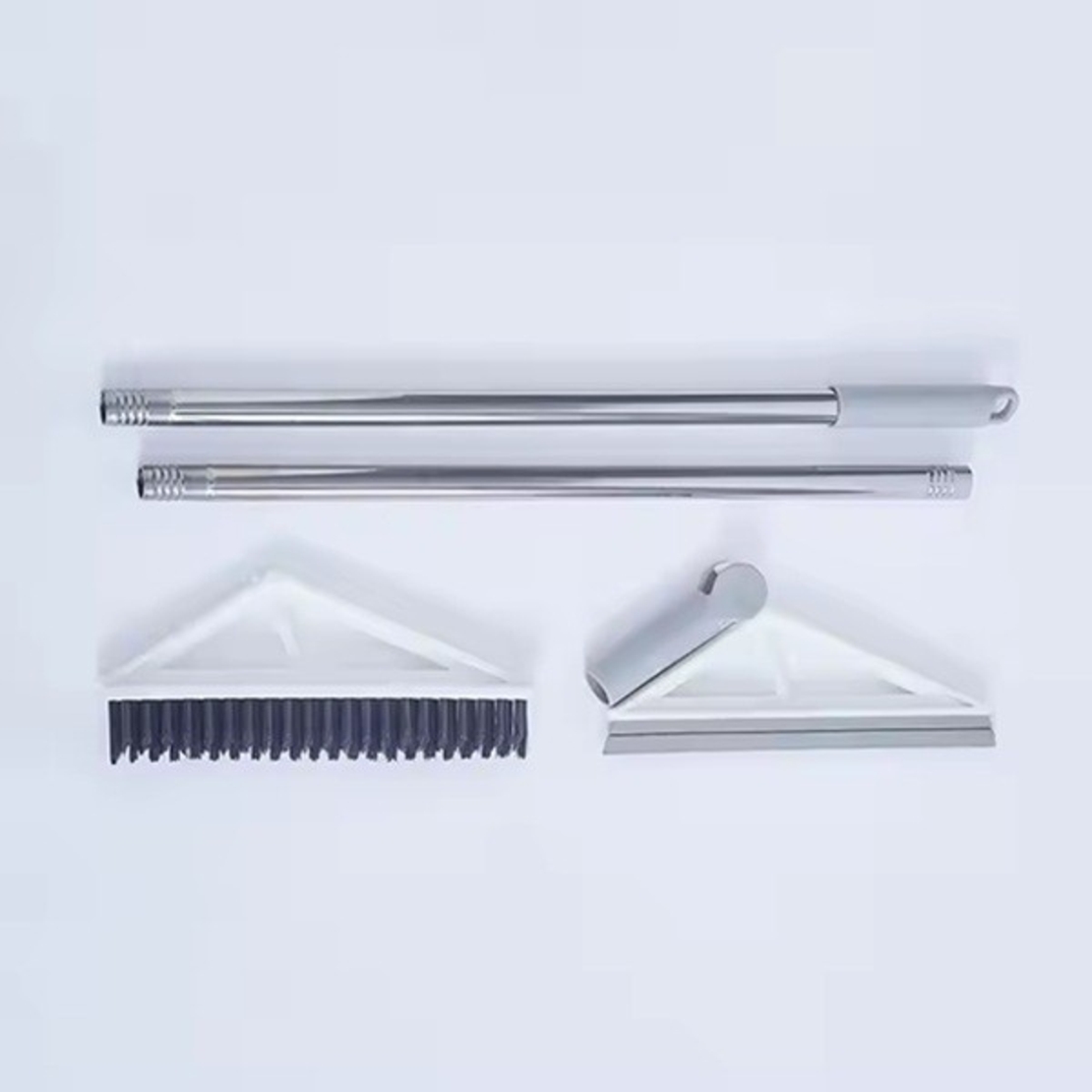 Matura Telescopica, Flippy, cu Doua Capete - Perie/Racleta 23 cm, Lungime 110 cm, din Plastic/Otel/Silicon, Gri