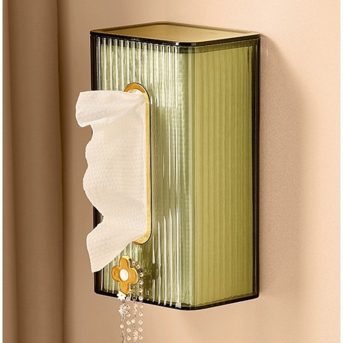 Cutie suport servetele eleganta Flippy, cu montare pe perete sau dulap, material plastic dur, 21.3 x 8.7 x 12 cm, verde