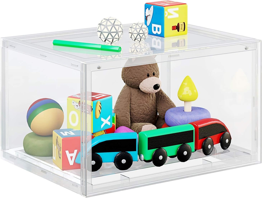 SONGMICS Organizatoare pantofi, transparente cu usa frontala, stivuibile, PVC, 6 cutii x 36x28x22 cm, transparent