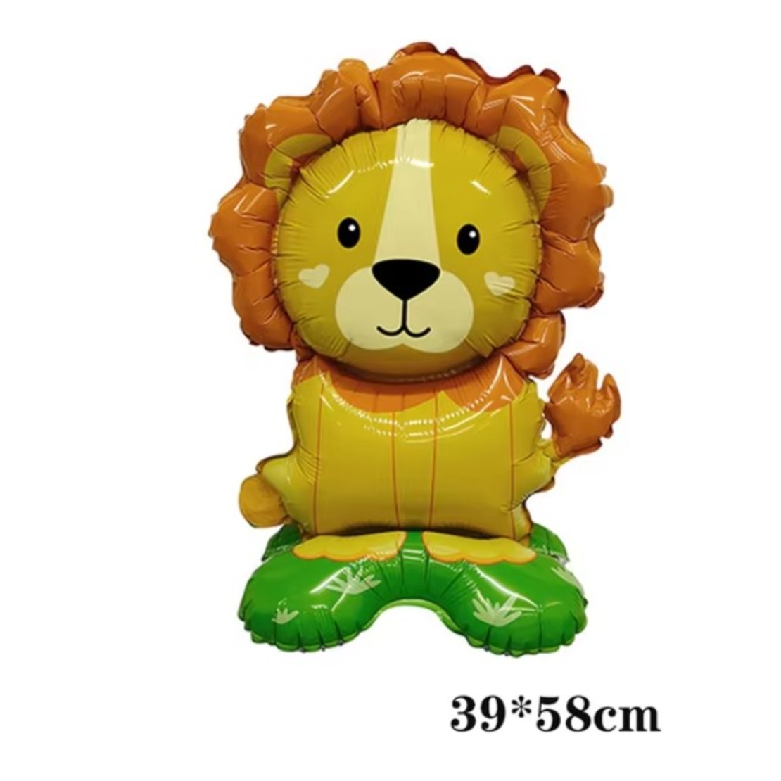 Balon din Folie Metalizata, Vafy, Mini Figurine Animalute, Model Leu, Tematica Aniversare, 39x58 cm, Ambalaj Individual, Pai Inclus, Umflare cu Aer sau Heliu, Multicolor