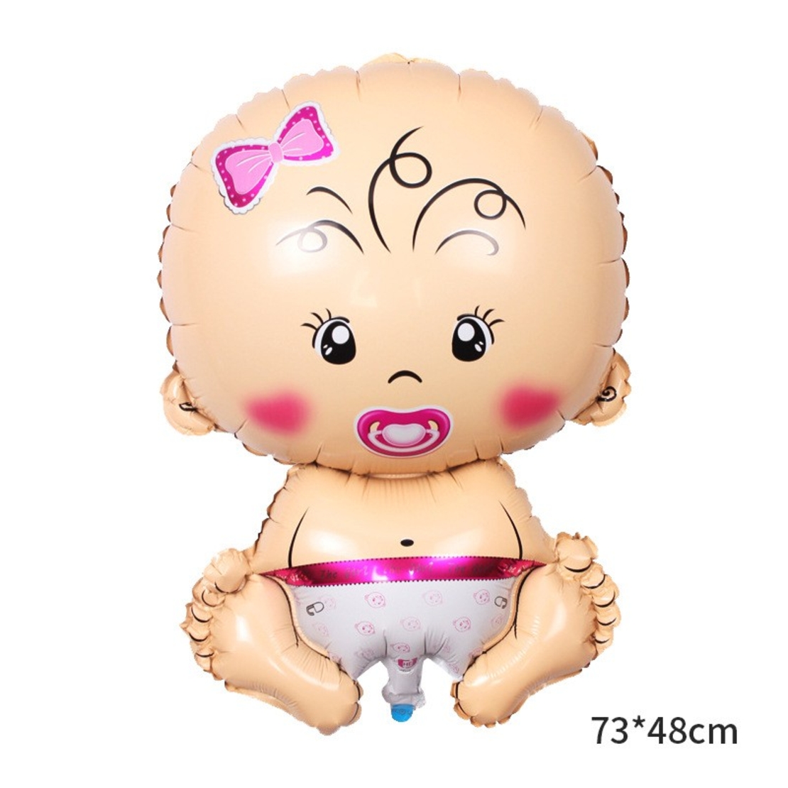 Balon din Folie Metalizata, Vafy, Figurina Fetita, Tema Botez, 73x48 cm, Ambalaj Individual, Pai Inclus, Umflare cu Aer sau Heliu, Roz